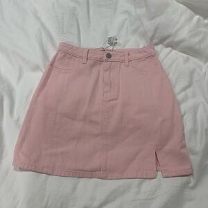 Pink Denim Mini Skirt